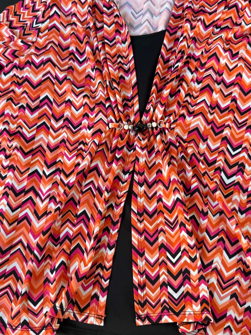 Notations Orange Pink Chevron Print Jacket